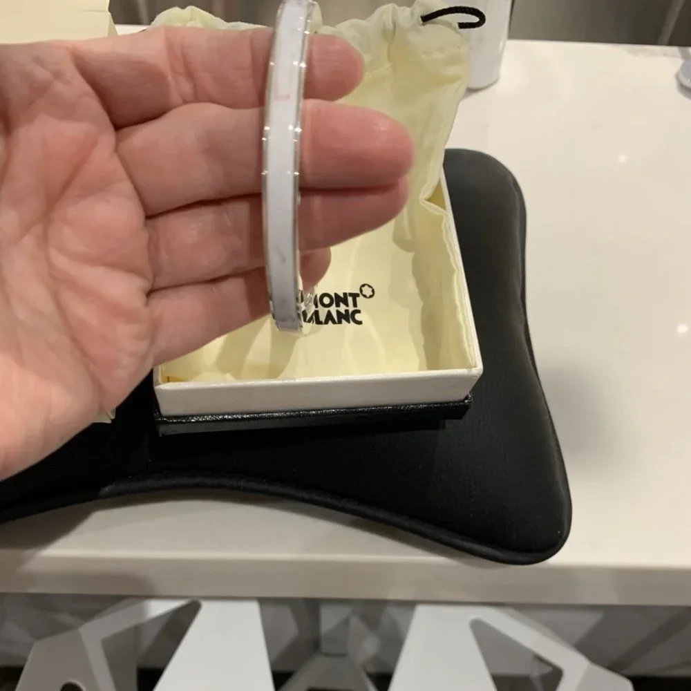 Mont Blanc Sterling Silver Bangle with white resin - Picture 1 of 1
